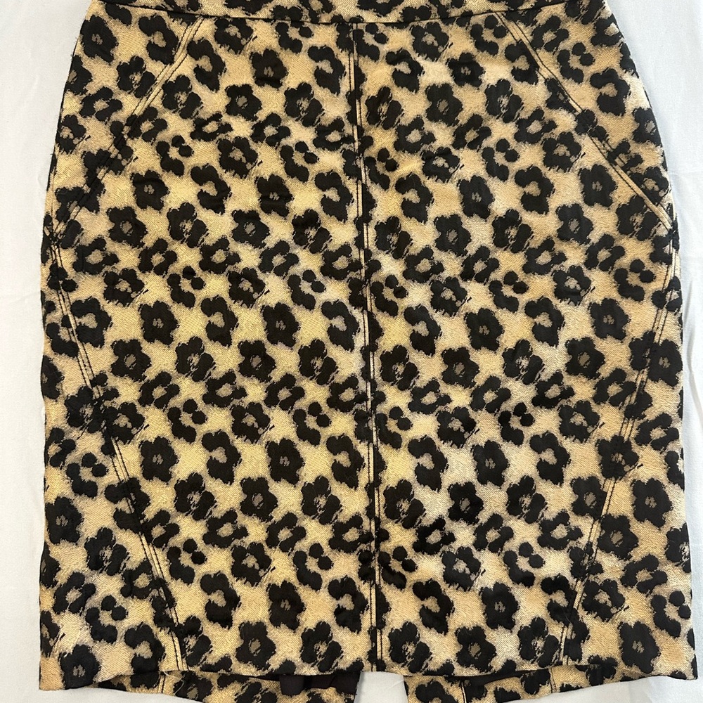 Bold animal print Ann Taylor Black and Tan Animal Print Pencil Skirt